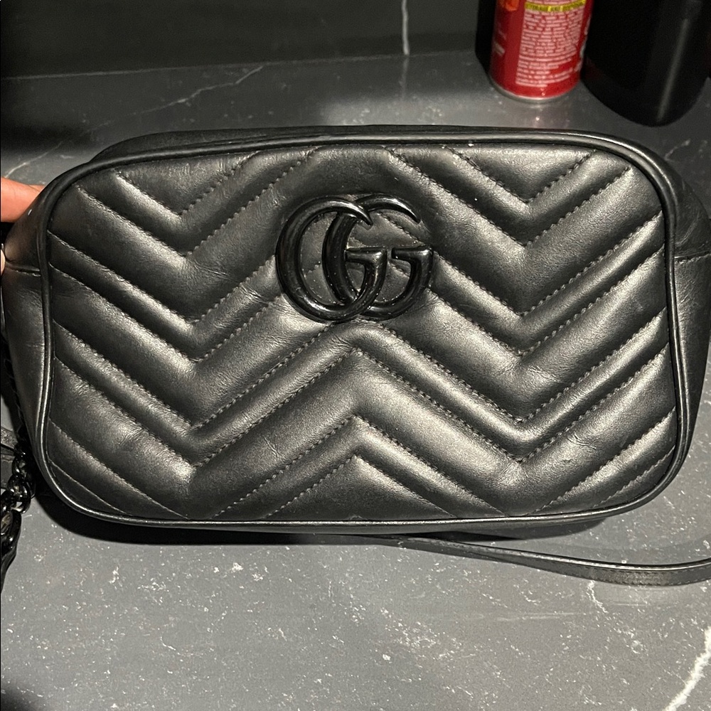 Gucci Black Chevron Crossbody Bag
